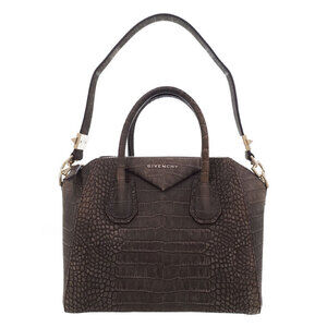 Givenchy Antigona crocodile Embossed leather satchel bag Brown